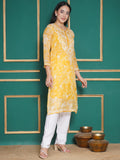 Combo Yellow Kota Doria Chikankari Kurti For Women and Chikankari Pant By Saahiba | 70% OFF Today