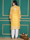 Combo Yellow Kota Doria Chikankari Kurti For Women and Chikankari Pant By Saahiba | 70% OFF Today