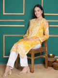 Combo Yellow Kota Doria Chikankari Kurti For Women and Chikankari Pant By Saahiba | 70% OFF Today