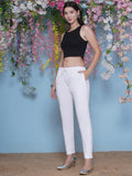 White Cotton Chikankari Pant For Women