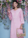 Pink Cotton Chikankari Kurti For Women