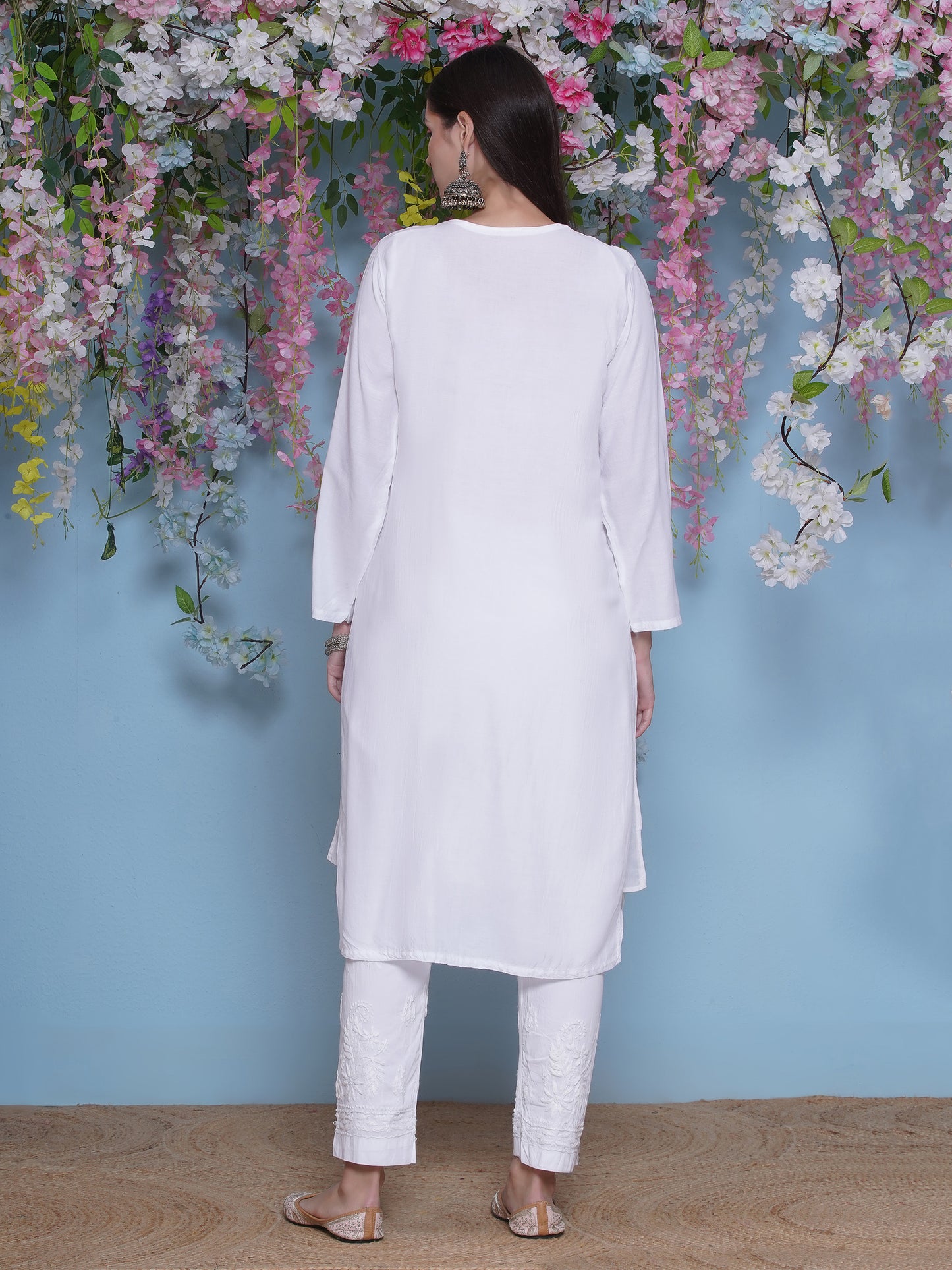 Combo of White Cotton Chikankari Kurti For Women and Chikankari Pant | 70% OFF Today