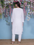 Combo of White Cotton Chikankari Kurti For Women and Chikankari Pant | 70% OFF Today