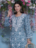 Bluish Green Cotton Chikankari Kurti For Women