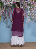Combo Wine Cotton Chikankari Kurti For Women and Chikankari Mirror Sharara By Saahiba | 70% OFF Today