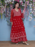 Combo Red Cotton Chikankari Kurti For Women and Chikankari Mirror Sharara By Saahiba | 70% OFF Today
