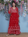 Combo Red Cotton Chikankari Kurti For Women and Chikankari Mirror Sharara By Saahiba | 70% OFF Today