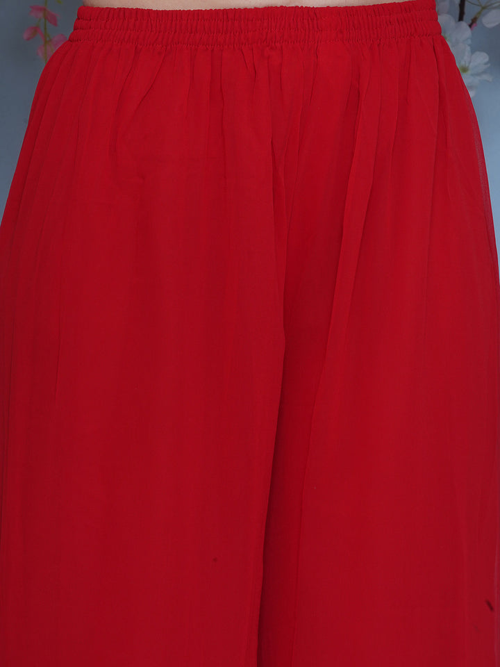 Combo Red Cotton Chikankari Kurti For Women and Chikankari Mirror Sharara By Saahiba | 70% OFF Today