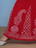 Combo Red Cotton Chikankari Kurti For Women and Chikankari Mirror Sharara By Saahiba | 70% OFF Today