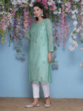 Green Cotton Chikankari Kurti For Women