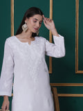 White Cotton Chikankari Kurti For Women