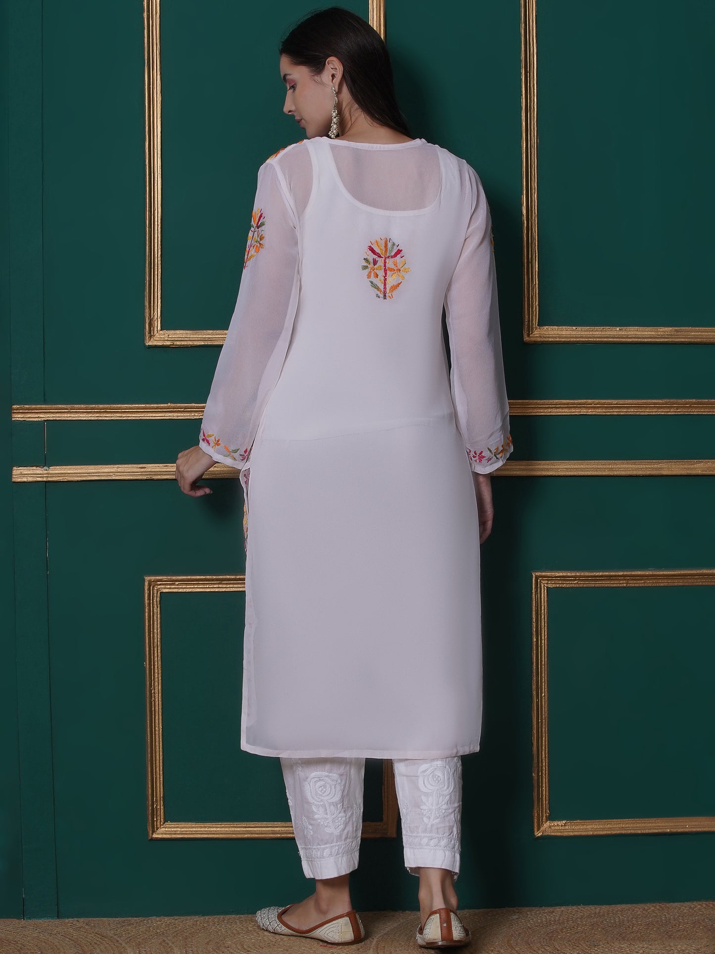 Combo White Cotton Chikankari Kurti For Women and Chikankari Pant By Saahiba | 70% OFF Today