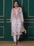 White Cotton Chikankari Kurti For Women
