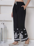 Black White Cotton Chikankari Plazzo For Women