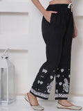 Black White Cotton Chikankari Plazzo For Women