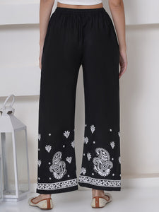Black White Cotton Chikankari Plazzo For Women