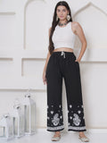 Black White Cotton Chikankari Plazzo For Women