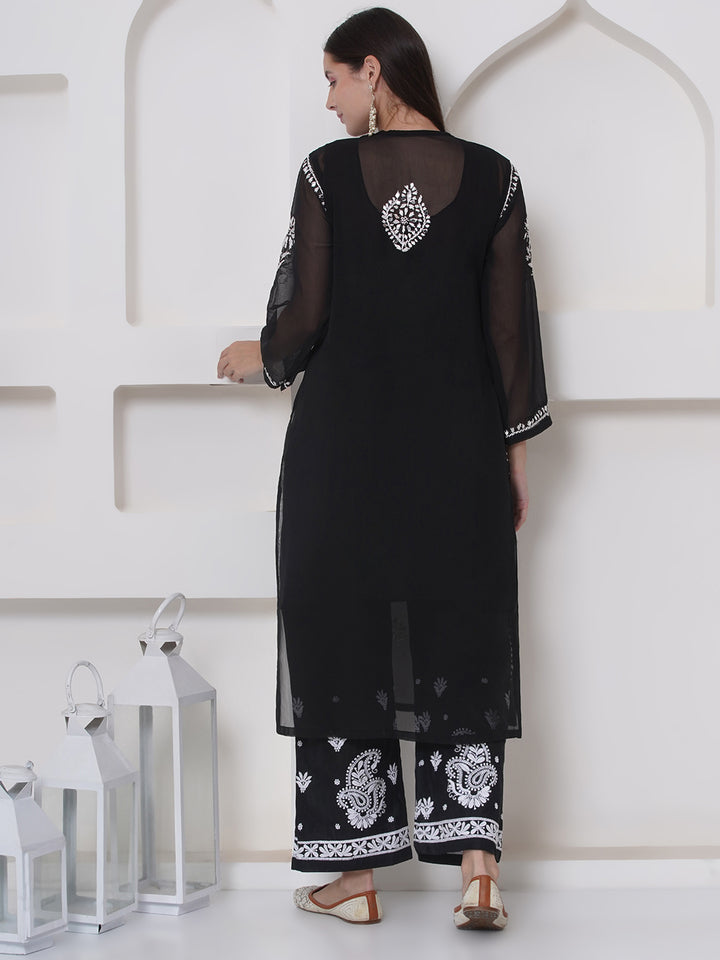 Combo Black Cotton Chikankari Kurti For Women and Chikankari Plazzo By Saahiba | 70% OFF Today