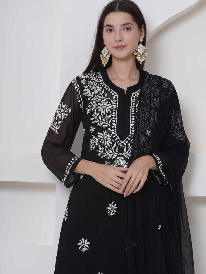Combo Black Cotton Chikankari Kurti For Women and Chikankari Plazzo By Saahiba | 70% OFF Today