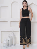 Black Golden Cotton Chikankari Plazzo For Women