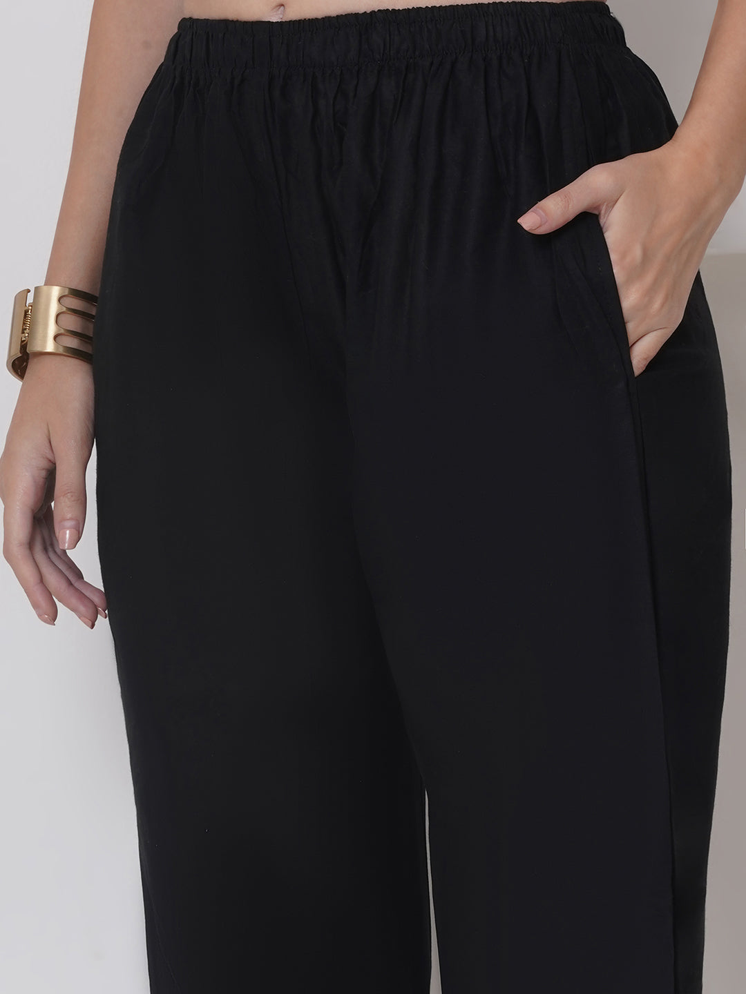 Black Golden Cotton Chikankari Plazzo For Women