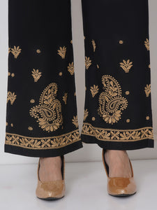 Black Golden Cotton Chikankari Plazzo For Women