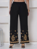 Black Golden Cotton Chikankari Plazzo For Women