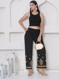 Black Golden Cotton Chikankari Plazzo For Women