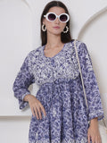 Purple Cotton Chikankari Kurti For Women