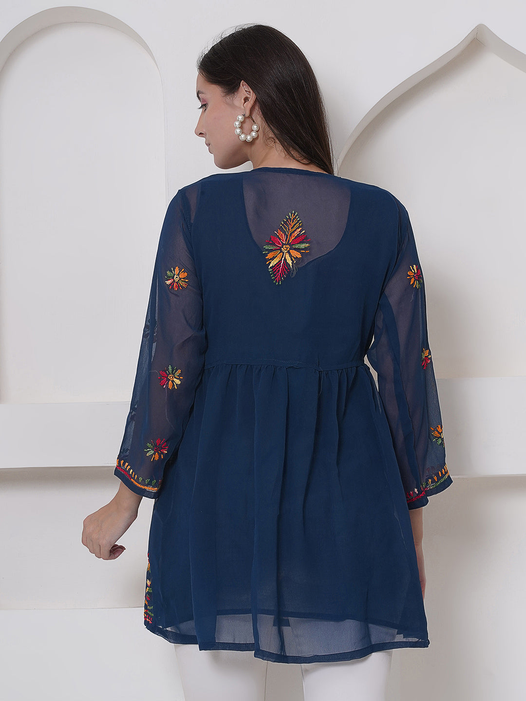 Combo Teal Cotton Chikankari Short Top For Women  and Chikankari Pant By Saahiba | 70% OFF Today