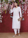 White Cotton Chikankari Kurti For Women